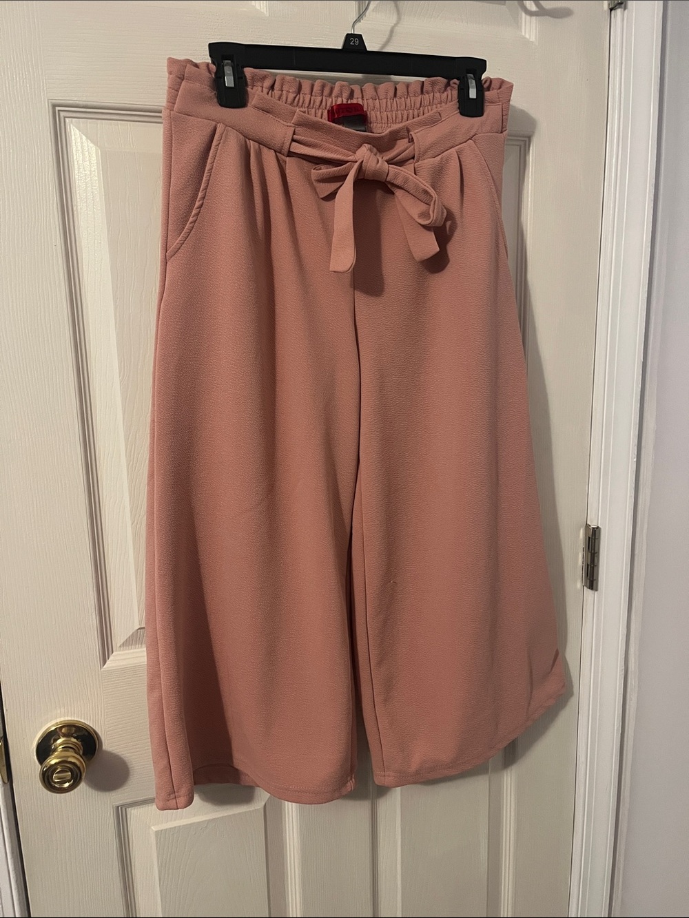 Pink Paperbag Waist Tie Pants